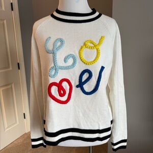 Alice + Olivia White Sweater with Colorful Lettering